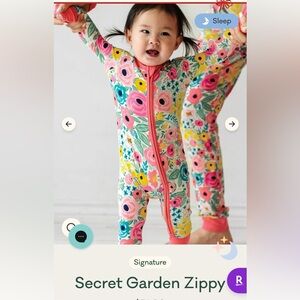 Little Sleepies Secret Garden Zippy- newborn